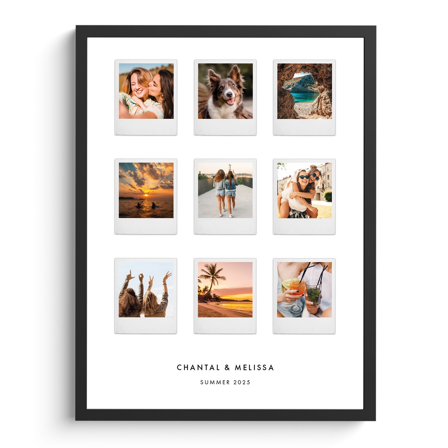Vriendinnen polaroid fotocollage poster gepersonaliseerd uniek cadeau voor beste vriendin