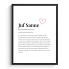 Juf definitie poster met naam – gepersonaliseerd cadeau voor de juf