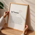 Juf definitie poster op houten standaard – naam cadeau voor juf