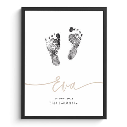 Affiche personnalisée pour bébé à empreinte | Affiche de naissance