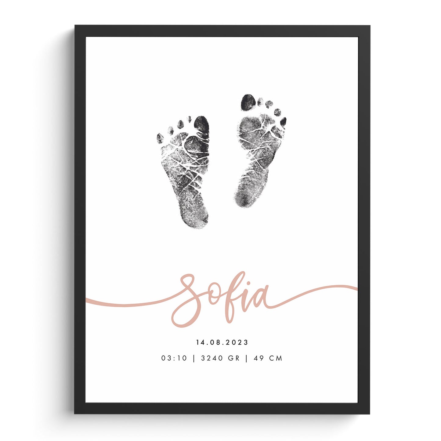 Gepersonaliseerde voetafdruk baby poster | Geboorteposter