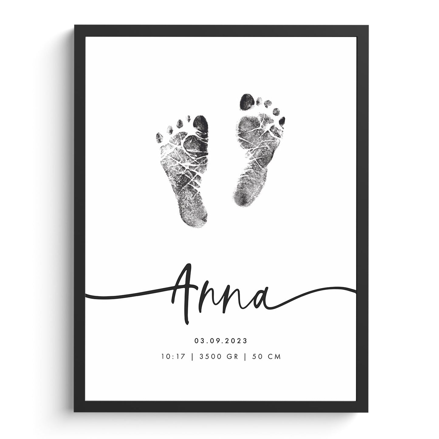 Affiche personnalisée pour bébé à empreinte | Affiche de naissance