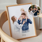Aquarelportret van familie omgezet van foto naar schilderij – origineel cadeau