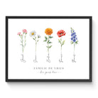 Geboortebloemen poster met namen: elke persoon een eigen bloem uit de geboortemaand
