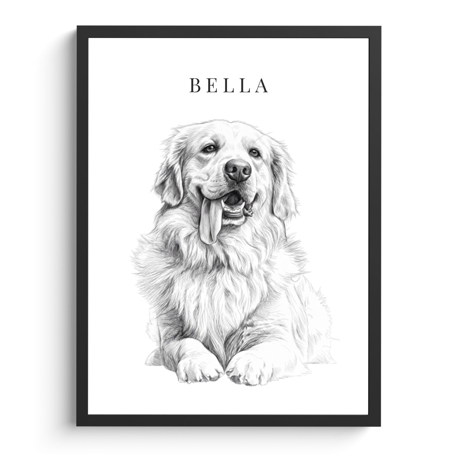 Potloodschets huisdier portret van hond Golden Retriever