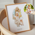 Gepersonaliseerd aquarel portret kind in houten lijst – moederdag illustratie van foto