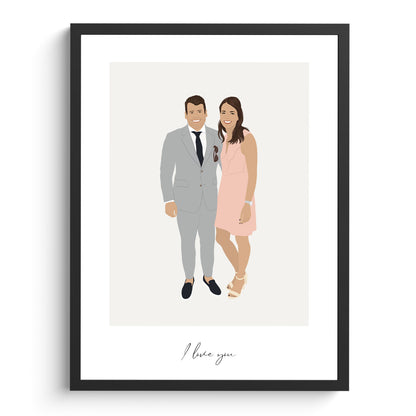 Illustration de portraits de couples | Affiche personnalisée