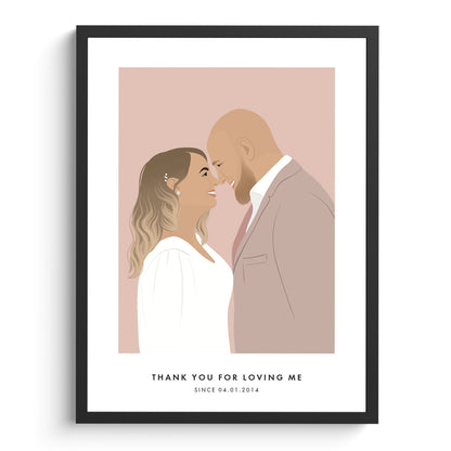 Paarporträtillustration | Personalisiertes Poster