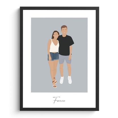 Illustration de portraits de couples | Affiche personnalisée