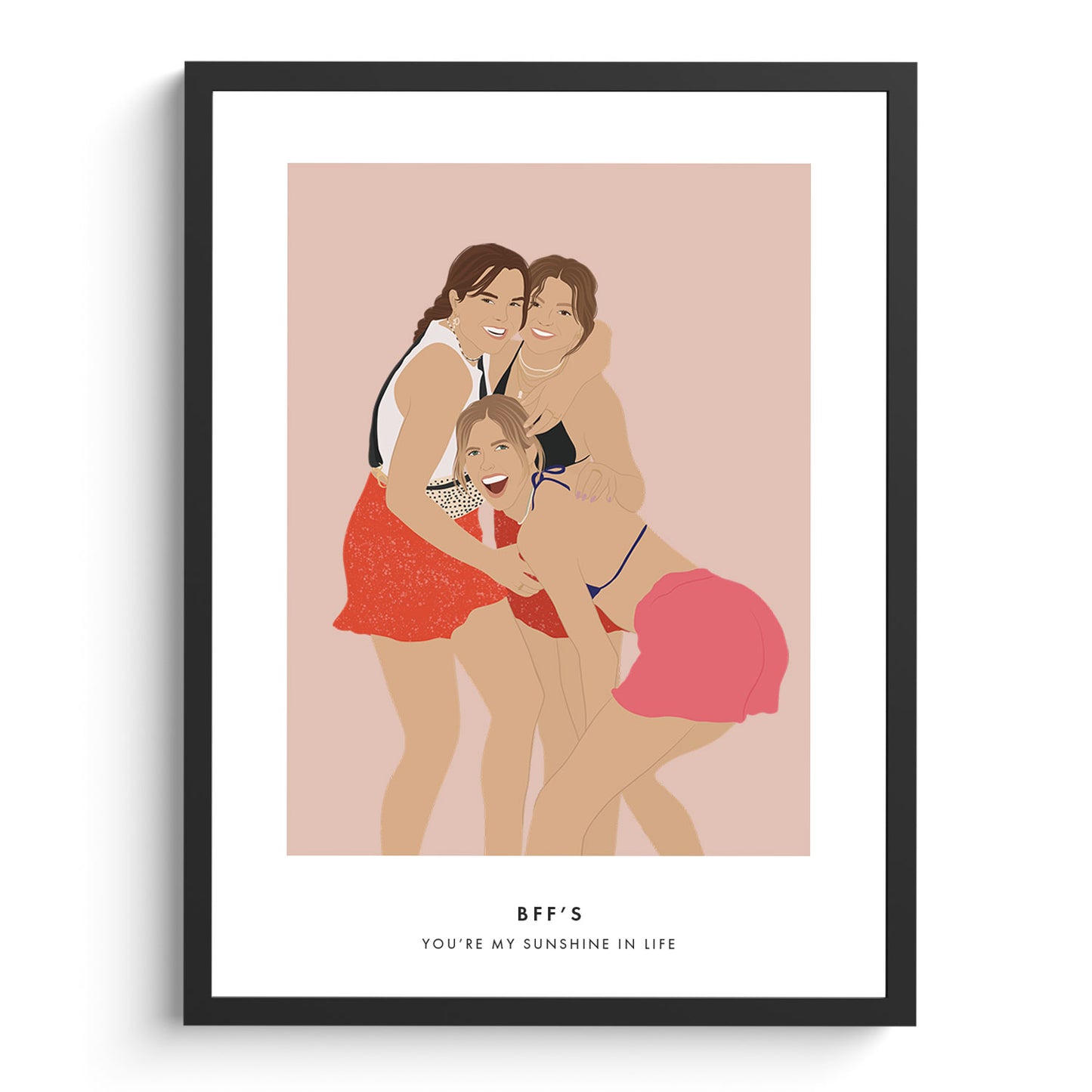 Freundinnen-Porträt-Illustration | Personalisiertes Poster