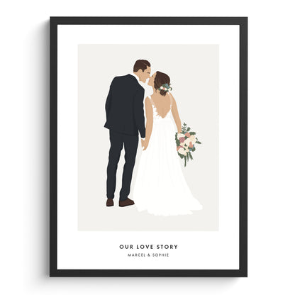 Illustration de portrait de mariage avec texte | Minimaliste